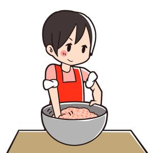 肉をこねる